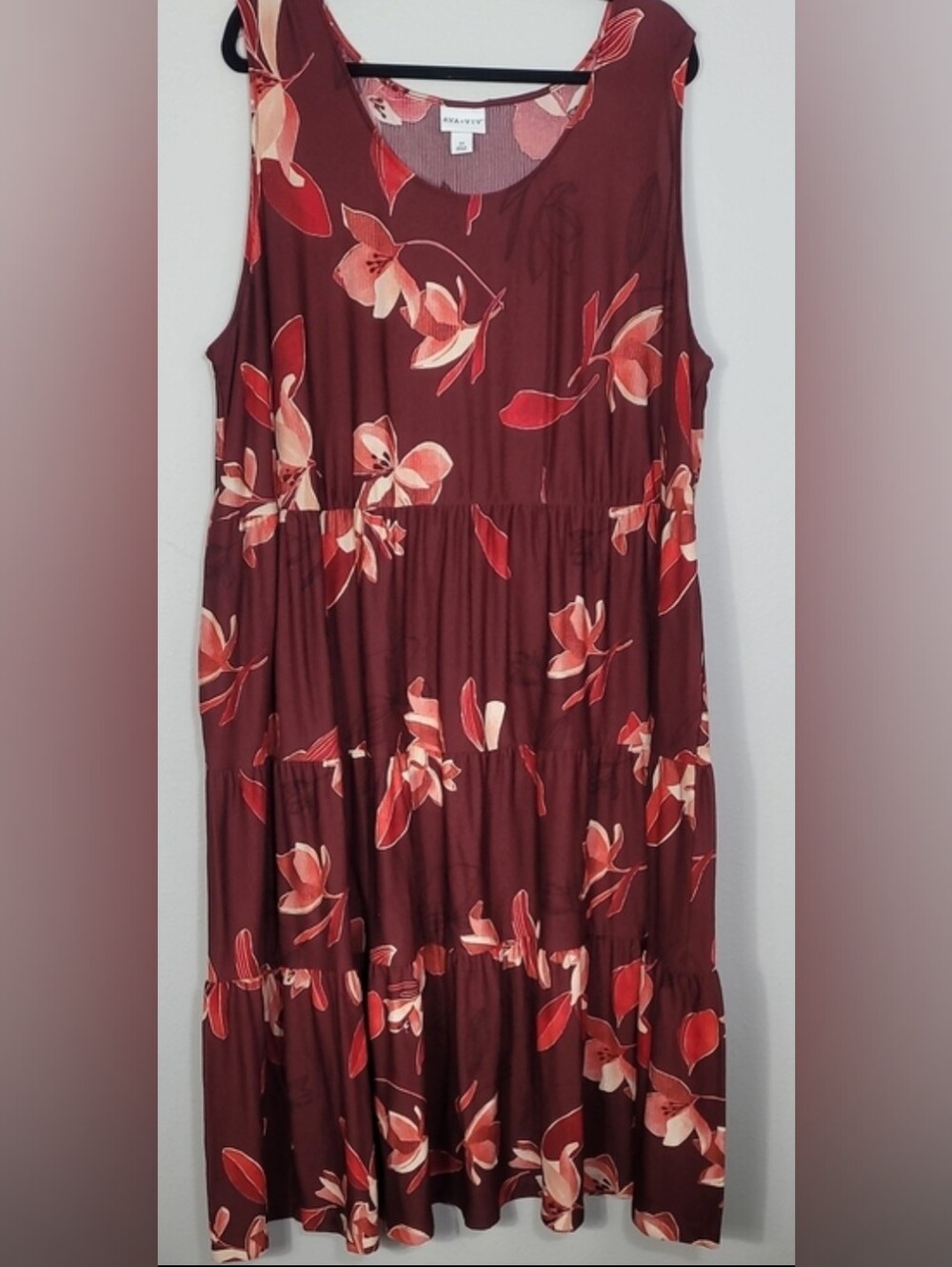 Ava & Viv Tiered Floral Midi Dress Size 3X Plus Size
